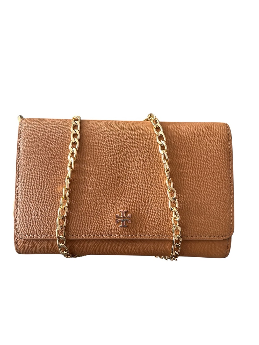 Tory Burch Tan Leather Crossbody Wallet with Gold Chain - Picture 2 of 12